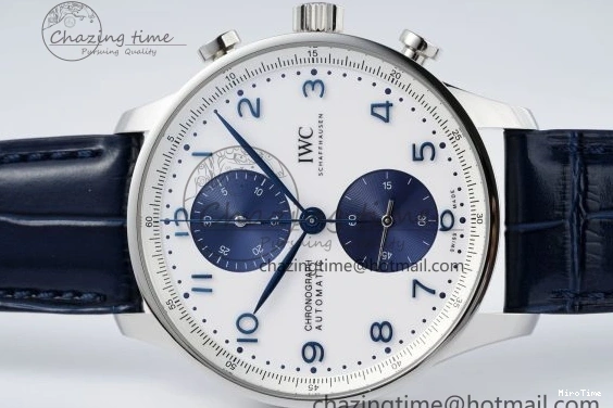 MIROTIME 0206 Portuguese Chrono IW371620 APSF 1:1 Best Edition White Blue Dial on Blue Leather Strap A MultiPurpose 7039